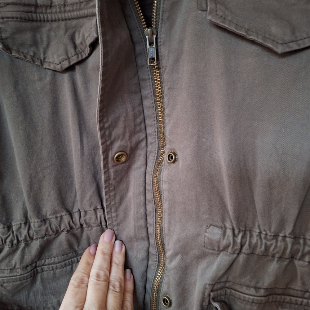 Hinge Womens Brown Utility Jacket. Zip Snap Closure Pockets Size S - Picture 5 of 9